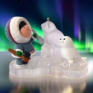 Frosty Friends 21 Ornament‎ Eskimo Seal Ice Sculpture Hallmark Boxed Christmas